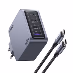 Ugreen Nexode Pro 160W GaN Charger with USB-C Cable Universel Noir, Gris Secteur Charge rapide Intérieure