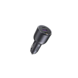 Ugreen 130W 3-Port Fast Car Char gray Casques, Ordinateur portable, Téléphone portable, Ordinateur portable, Chargeur électrique, téléphone Gris Allume-cigare Auto