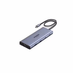 Hub Ugreen 10-en-1 USB-C 2HDMI 4K60Hz 2USB-C3.2 USB-A3.2 USB-A3.0 RJ45 SD TF PD100W