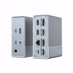 HYPER HDG212B, Station d'accueil, USB 3.2 Gen 2 (3.1 Gen 2) Type-C, 100 W, USB Type-C, 1000 Mbit/s, Argent