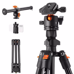 638/163 m Trépied Caméra Trépied de Voyage en Aluminium Charge 8kg avec Tête de 28mm Colonne Centrale Transversale et Clip