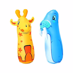 Bestway Jouet de jardin gonflable Sac De Frappe, Animaux, 3 an(s), Vinyl, Bleu, Gris, Jaune