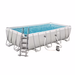 Bestway Steel Pro Frame Piscine 5.49m x 2.74m x 1.22m, 14812 L, Piscine hors sol, Echelle, Bleu, Gris, 109,2 kg