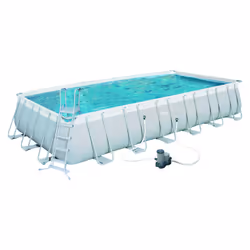 Bestway Power Steel Piscine 7.32m x 3.66m x 1.32m, 30045 L, Piscine hors sol, Echelle, Bleu, Gris, 170 kg