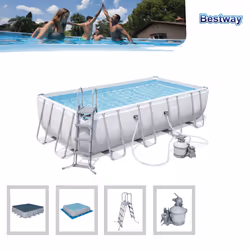 Bestway Power Steel Rectangular 5.49m x 2.74m x 1.22m, Gris/Bleu - Vue supplémentaire 10