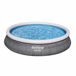 Bestway Fast Set Kit piscine gonflable ronde 4,57 m x 84 cm, 9677 L, Piscine hors sol, Gris, 22,4 kg