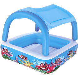 Bestway Jouet de jardin gonflable PISCINE A JEUX CANOPY 1.47m x 1.47m x 1.22m, Piscine gonflable, 265 L, Carré, 2 an(s), Viny ...