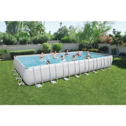 Bestway Power Steel Rectangular 9.56m x 4.88m x 1.32m, Gris/Bleu