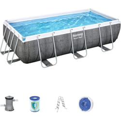 Bestway - Piscine hors sol Rectangulaire 404x201x100cm - Structure Anticorrosion, Liner Triple Épaisseur, Pompe Échelle Incluses