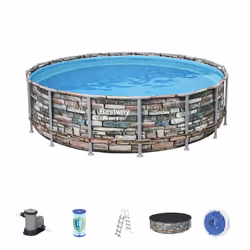 Bestway 56966, 19480 L, Piscine hors sol, Adultes et enfants, Echelle, Multicolore, 77 kg