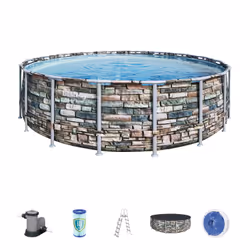 Bestway 56886, 26000 L, Piscine hors sol, Echelle, Bleu, Gris, 107,4 kg