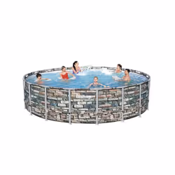 Bestway 56886 piscine hors sol Rond 26000 L Bleu, Gris - Vue supplémentaire 9