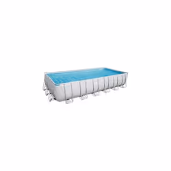 Bestway Power Steel Rectangular 7.32m x 3.66m x 1.32m, Gris/Bleu, 30045 L, Piscine hors sol, Echelle, Bleu, Gris, 176,1 kg
