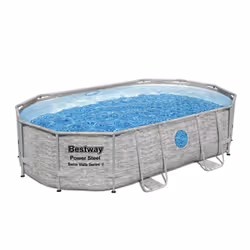 Bestway Power Steel Swim Vista Series 16' x 10' x 42"/4.88m x 3.05m x 1.07m Oval Pool Set, 10949 L, Piscine hors sol, Adultes ...
