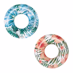 Bestway Φ47"/Φ1.19m Tropical Palms Swim Ring, Multicolore, Transparent, Bouée, Image, PVC, Garçon/Fille, Tropical print