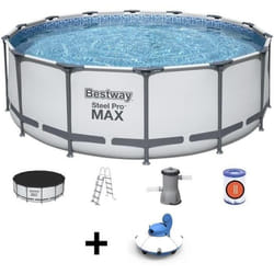 Kit Piscine hors sol tubulaire BESTWAY Steel Pro Max™ - 427 x 122 cm - Ronde (Avec un filtre a cartouche, une bâche et une é