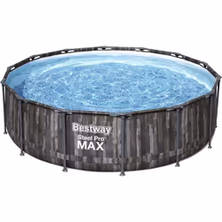 Piscine hors sol Ø 427 x 107cm BESTWAY ronde Steel Pro Max™ Piscine tubulaire décor bois
