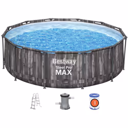 Avec un diamètre de 3,66 mètres, cette piscine offre une belle surface de nage pour que vos enfant barbotent et découvrent le ...