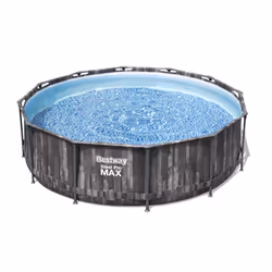 Bestway Steel Pro MAX 12' x 39.5"/3.66m x 1.00m Pool Set, 9150 L, Piscine hors sol, Adultes et enfants, Echelle, Bois, 34,5 k ...