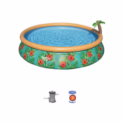 Piscine autoportante Bestway Fast Set Tropical Ø457 h84 cmLe haut de gamme de la piscine auto-portante, par Bestway. Paroi tr ...