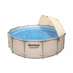 Bestway Power Steel 13' x 42"/3.96m x 1.07m Pool Set, 11133 L, Piscine hors sol, Adultes et enfants, Echelle, Gris, 46,4 kg