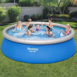 Bestway Fast Set Piscine autoportante Pool, set avec pompe 4.57m x 122cm, 13807 L, Piscine gonflable, Echelle, Bleu, 46 kg