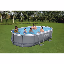 Bestway Power Steel 56448 Piscine hors sol Oval 10949 L Bleu, Gris