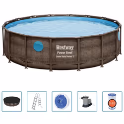 Bestway 56725, Piscine hors sol, Echelle, Bleu, Marron, 82,6 kg