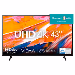 Hisense 43A6K, 109,2 cm (43"), 3840 x 2160 pixels, 4K Ultra HD, Smart TV, Wifi, Noir