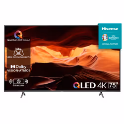 Hisense 75E7KQ PRO, 190,5 cm (75"), 3840 x 2160 pixels, QLED, Smart TV, Wifi, Gris