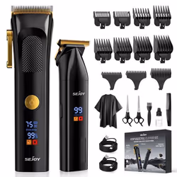 SEJOY Tondeuse Cheveux Professionnelle pour Homme Kit de Coupe de Cheveux et Tondeuse à Lame en T Sans Fil avec Écran LED Noi ...