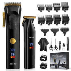 SEJOY Tondeuse Cheveux Professionnelle pour Homme Kit de Coupe de Cheveux et Tondeuse à Lame en T Sans Fil avec Écran LED Noir