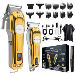 SEJOY  Tondeuse Cheveux Sans Fil Professionnelle Tondeuse Barbe Kit de Soins Sans Fil avec Écran LED 8+3 Peignes de Limite Dorée