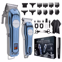 SEJOY Tondeuse Cheveux Sans Fil Professionnelle Tondeuse Barbe Kit de Soins Sans Fil avec Écran LED 8+3 Peignes de Limite Bl ...