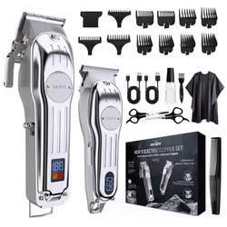 SEJOY Tondeuse Cheveux Sans Fil ProfessionnelleTondeuse Barbe Kit de Soins Sans Fil avec Écran LED8+3 Peignes de Limite Arge ...