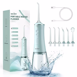 SEJOY Hydropulseur 280ML sans Fil Hydropulseur Dentaire Portable Rechargeable avec 4 Modes et 6 Embouts Remplaçables IPX7 Ver ...