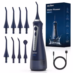 SEJOY Hydropulseur Jet Dentaire ProfessionnelIrrigateur Oral Portable et Rechargeable 230ml IPX7 Étanche avec 8 Buses 5 Modes ...