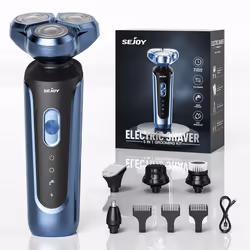 SEJOY Rasoir Électrique Hommes 3D Flottante Rechargeable 5 En 1 Tondeuse BarbeBrosse de Nettoyage de Visage2 VitesseIPX7 Étan ...