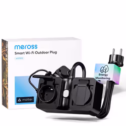 MEROSS MULTIPRISE EXTÉRIEURE MATTER (TYPE F), PRISE CONNECTÉE ÉTANCHE IP44 AVEC MATTER SIMPLE SETUP, COMPATIBLE AVEC APPLE HO ...
