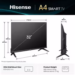 Hisense 32E4QT 81,3 cm (32") HD Smart TV Wifi Noir