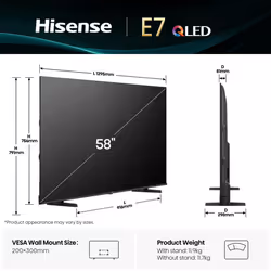 Hisense 58E77Q 58" 4K Ultra HD Smart TV Noir - Vue supplémentaire 2