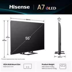 Hisense A7Q 55A7Q TV 139,7 cm (55") 4K Ultra HD Smart TV Wifi Noir