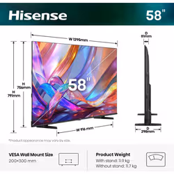 Hisense 58E7S 147,3 cm (58") 4K Ultra HD Smart TV Wifi Noir - Vue supplémentaire 2