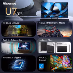 Hisense 50U7SE TV 127 cm (50") 4K Ultra HD Smart TV Wifi Noir, Gris - Vue supplémentaire 3