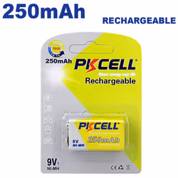 Blister de x1 Pile Rechargeable 250mAh 9V PKCell Details Model Piles Rechargeables 250mAh 9V PKCell Taille 250mAh Voltage 9V  ...
