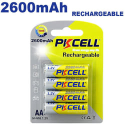 4 Piles Rechargeables AA2600mAh 1.2V PKCell