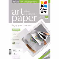 Colorway PTW120005A4, 120 g/m², Transfert thermique, Blanc, 5 feuilles, 5 - 25 °C