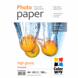 Colorway PG180020A4, Gloss, 180 g/m², A4, 20 feuilles, 215 µm, 5 - 25 °C