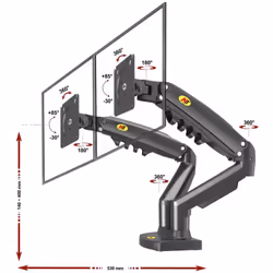 Description générale Le support bureautique NB F160 est conçu pour accueillir deux écrans d'ordinateur LCD/LED de 17 à 27 pou ...