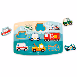 Hape Emergency Peg Puzzle, 10 pièce(s), Véhicules, 2 an(s)